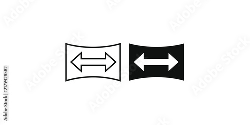Obraz na plátně Horizontal double arrow black and white vector icons within curved frames for scaling UI