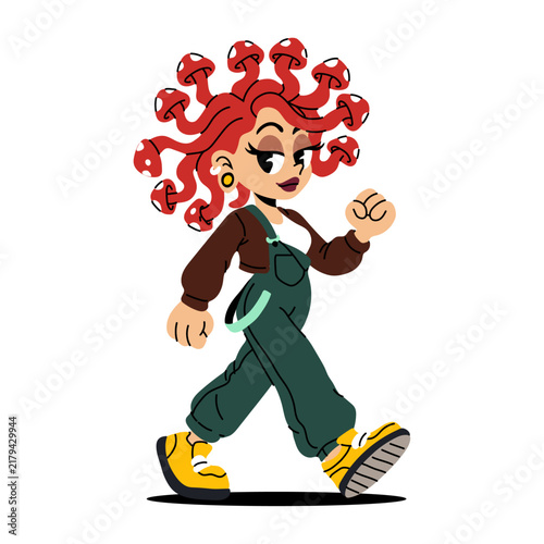 Fantasy Mushroom Hair Girl Streetwear Character