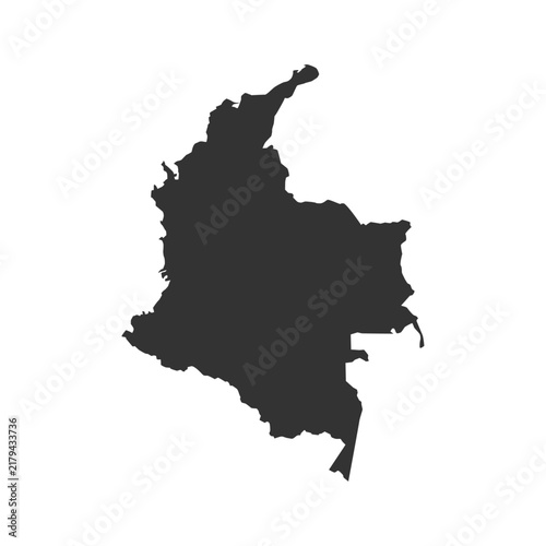 Tapety artystyczne Colombia Map Silhouette, Vector Shape Isolated