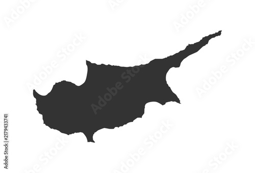 Tapety artystyczne Cyprus Map Silhouette, Vector Shape Isolated