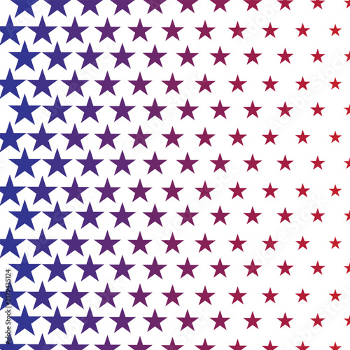 abstact Star Seamless Pattern. Abstract geometric background with blue and red halftone pettern. Wireframe mesh with magical glow. Vector illustration art.
