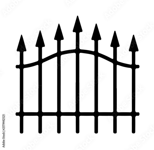 Fotografía Minimalist wrought iron picket line art spooky mansion symbol