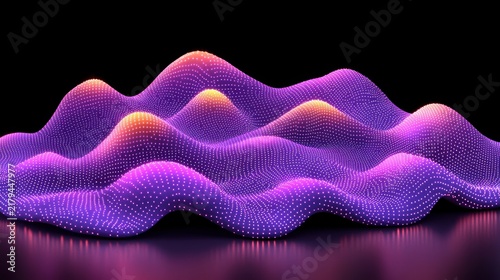 Dotted purple waves rising in a smooth pattern