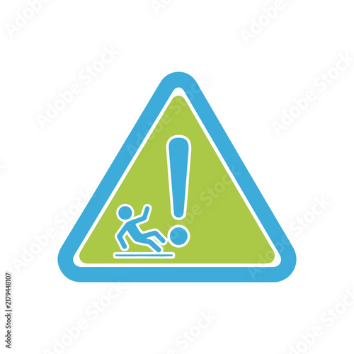 Slipping hazard icon with falling person