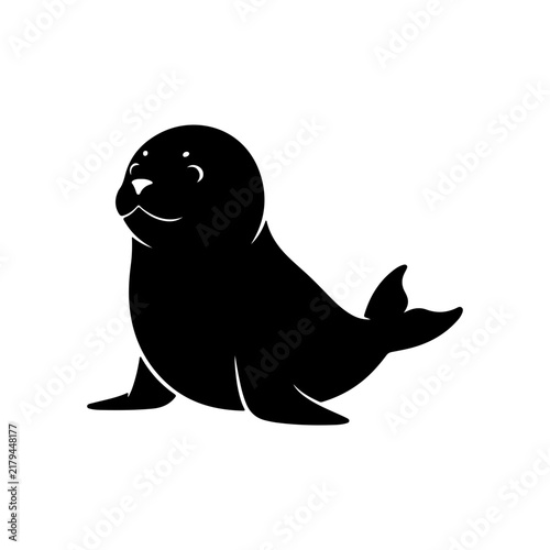 Cute Baby Seal Silhouette Vector Illustration
