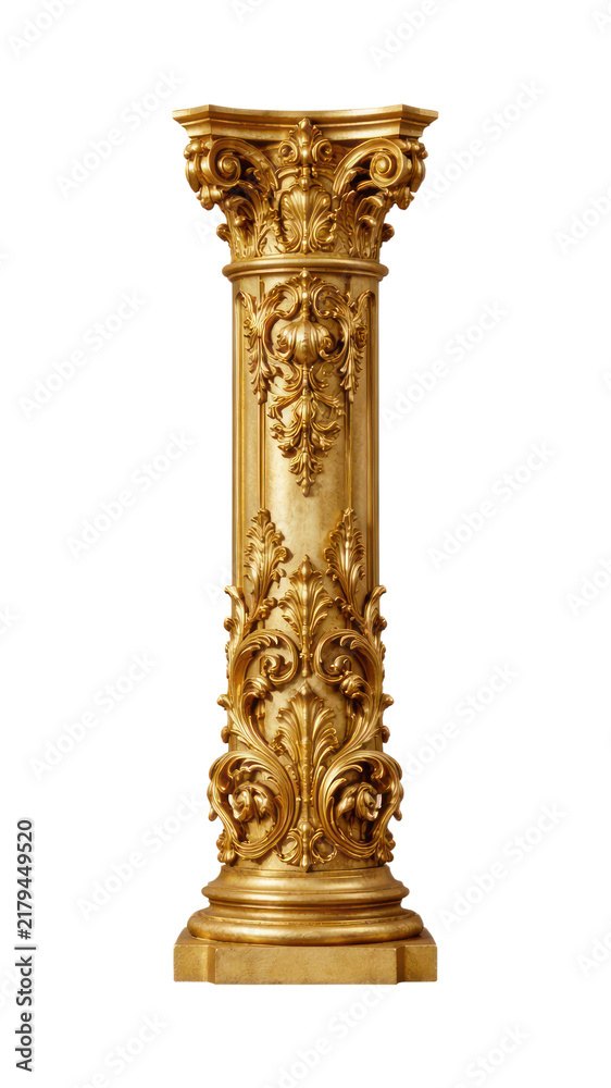 Obraz premium PNG Ornate golden decorative column illustration.