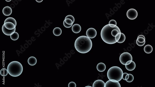 Floating Bubbles and Glowing Spheres Rising Up on Transparent Alpha Channel and Solid Background