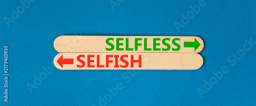 Fotografie Selfless instead selfish words symbol