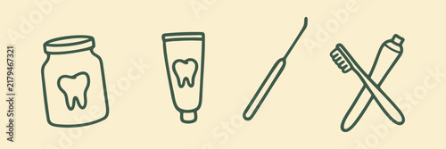 Dental Care Oral Hygiene And Dental Health Products Hand Drawn Doodle Icon Set. Toothpaste Sketch Symbol Collection. Personal Care And Healthcare Promotions. Isolated Vector Illustration