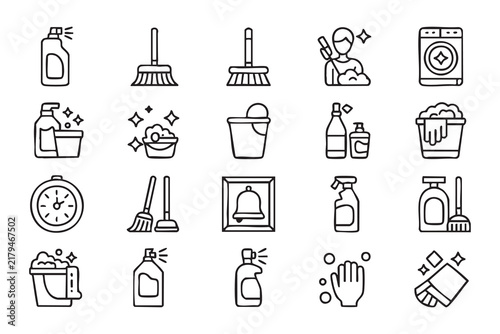 Professional Janitorial and Disinfection Icons for Cleaning Service Marketing