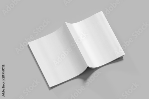 clean look portrait spread softcover letter size editorial handbook in studio shot mockup isolated 3d render