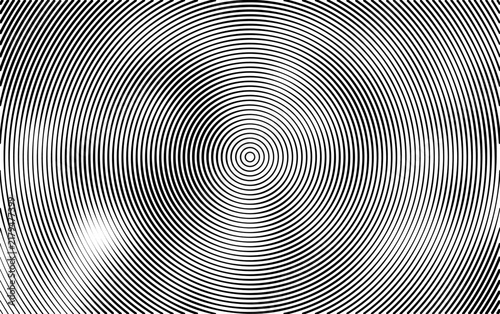 Abstract black and white circular lines pattern, hypnotic concentric rings background