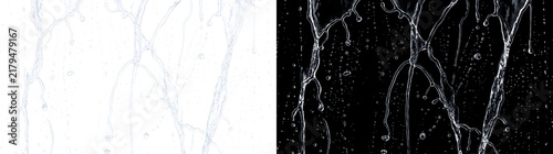 Bild auf Leinwand Dripping water with branching trickles and droplets falling suited for design in