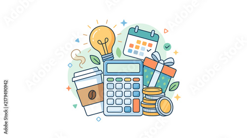 Business and productivity icons flat design set