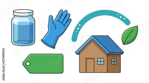 Eco Friendly Cleaning and Household Sustainability Icons