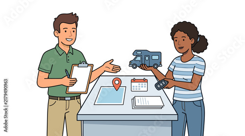 RV Rental and Travel Planning Illustration