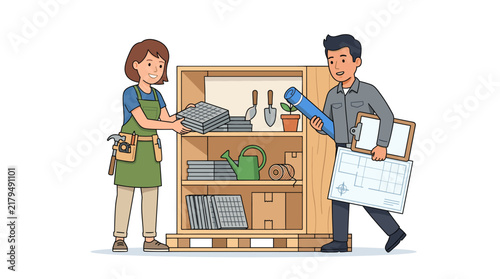 People Working on Home Improvement Project with Tools and Materials