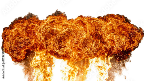фотографія Massive fiery explosion with smoke and debris, isolated on transparent backgroun