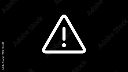 Warning Alert Hazard Exclamation Triangle Symbol Motion Graphic For Error Notification On Black