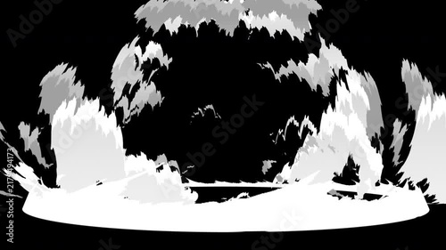 アニメ風の地面で爆発した時の衝撃波と煙や塵が舞いあがるアルファチャンネルつき2Dアニメーション