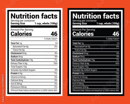 Blueberry nutrition facts label