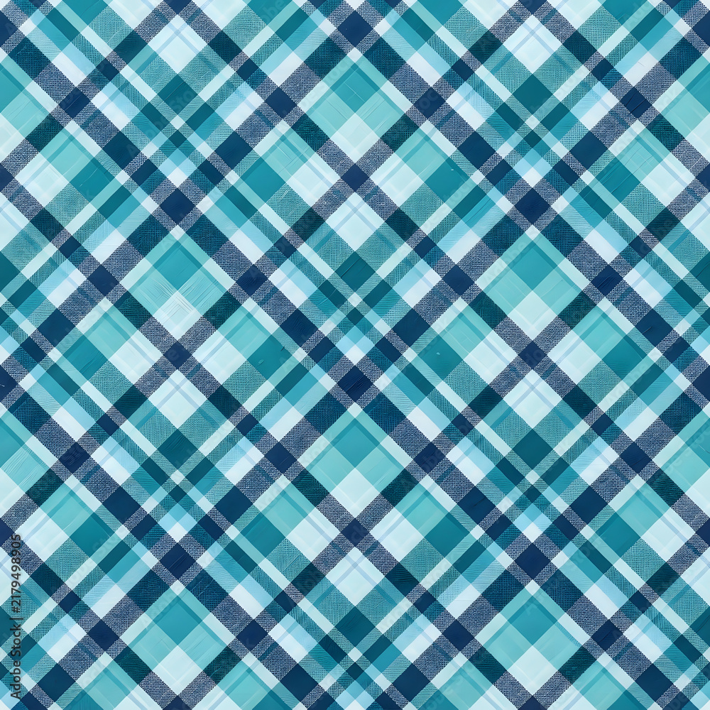 Blue and green plaid seamless pattern background