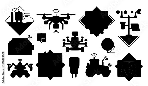Smart Agriculture Technology Vector Icon Set