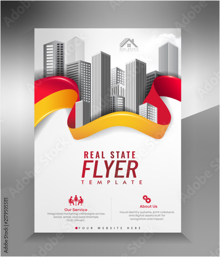 Modern Corporate Real Estate Flyer Design Template With Dynamic Ribbon