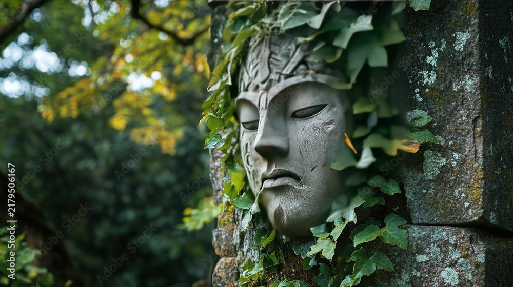 Fototapeta premium An old statue with vines wrapped around it.