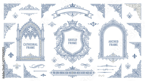 Ornate Decorative Frames and Embellishments - Isolated Elements