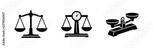 Canvas Print Justice Scale Silhouettes Set, Law and Balance Icons