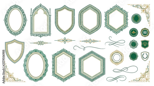 Ornate Decorative Frames and Embellishments Collection Isolated