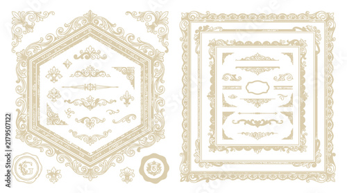 Ornate Decorative Frames and Flourishes, Vintage Design Elements, Isolated