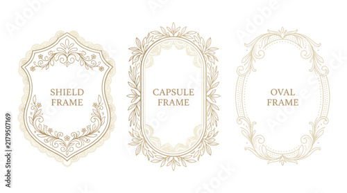 Ornate Decorative Frames Collection: Shield, Oval, Capsule - Isolated