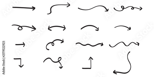 Universal Arrow Symbols Collection: Direction and Navigation Vector Icons. Doodle arrow icon, black curved design. Eps vector illustration file. Eps vecto art