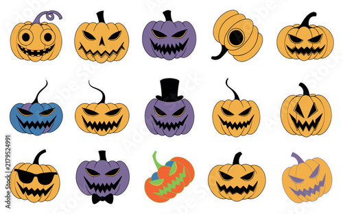 Cute and Scary Halloween Pumpkin Sticker Sheet Collection