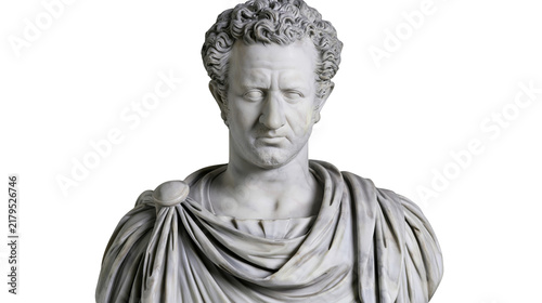 Foto Marble bust of a Roman emperor with curly hair, isolated on transparent backgrou