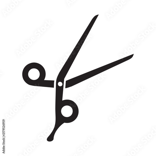 Black and white icon of professional hairdressing scissors for salon branding