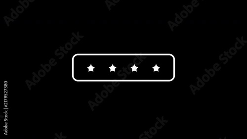 Secure Password Field Input Animation With Four Star Hidden Characters On Black Background