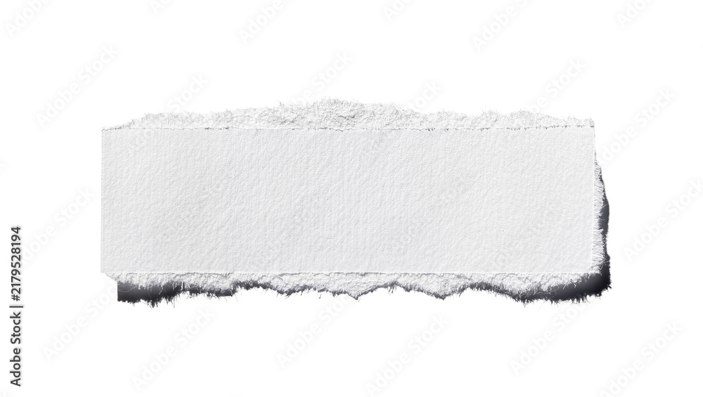 Obraz premium Rough torn white paper strip with textured surface, isolated on transparent background