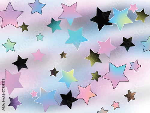 Colorful Gradient Stars Floating On Soft Pastel Sky Vector Texture Background y2k