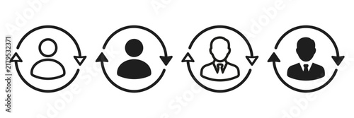 Bild auf Leinwand Minimalist user rotation icons, employee turnover symbols