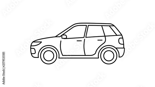 Black outline side view of a modern suv car icon