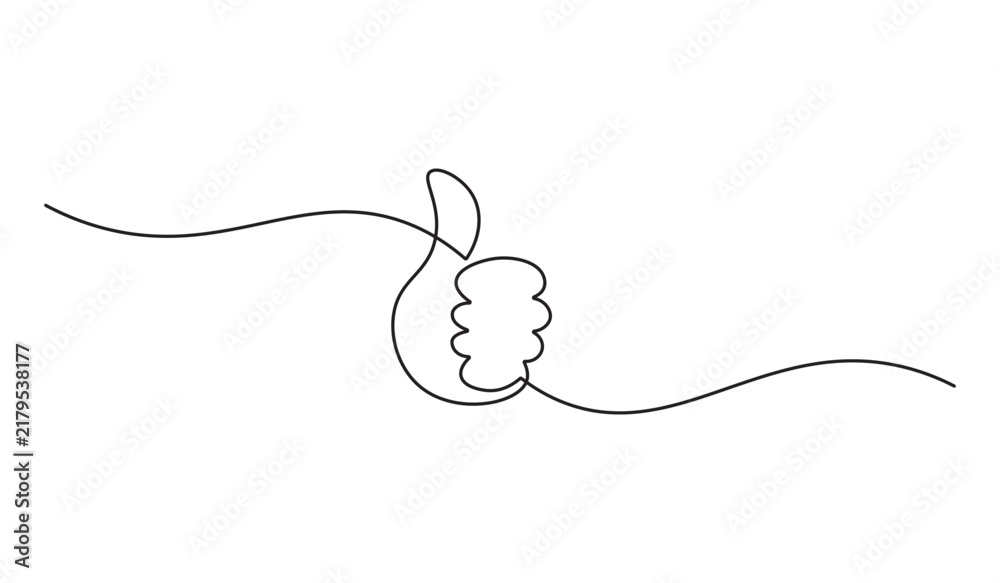 Obraz premium Thumbs up hand gesture approval customer satisfaction like feedback minimalist vector art continuous line drawing