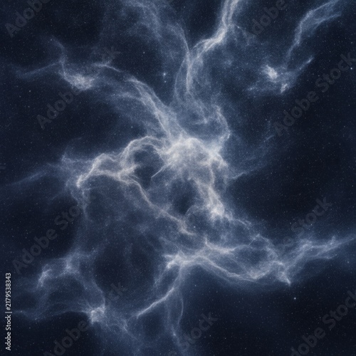 Abstract Blue Nebula and Cosmic Gas Clouds in Deep Space, concept of cosmic mystery and the vastness of the universe