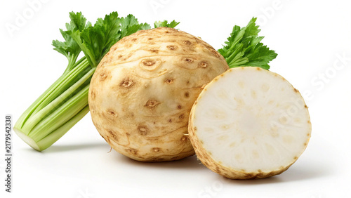 Fresh celeriac root isolated on white background