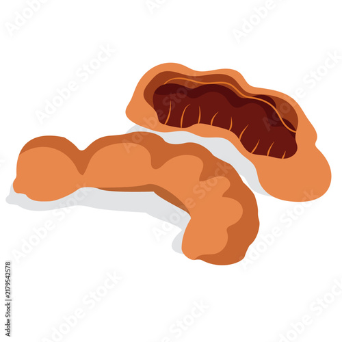 Ripe Tamarind Fruit, brown fruit.