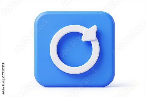 Blue square refresh icon with white circular arrow for web updates.
