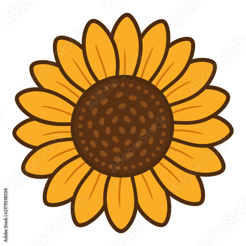 Sunflower icon illustration with bright yellow petals and brown center