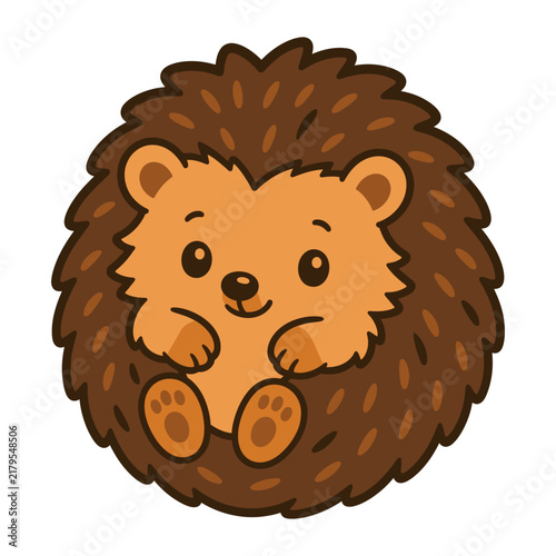 Hedgehog cartoon character isolated on white background with simple lines